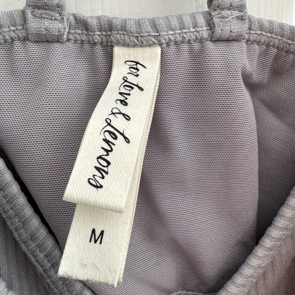 For Love & Lemons Ribbed Strappy Bralette Gray M Crop Top Adjustable Back - Picture 3 of 5